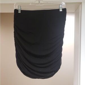 SHEIN MOD Solid Slim Fit Ruched Bodycon Elasticity Mesh Black Skirt Size Large